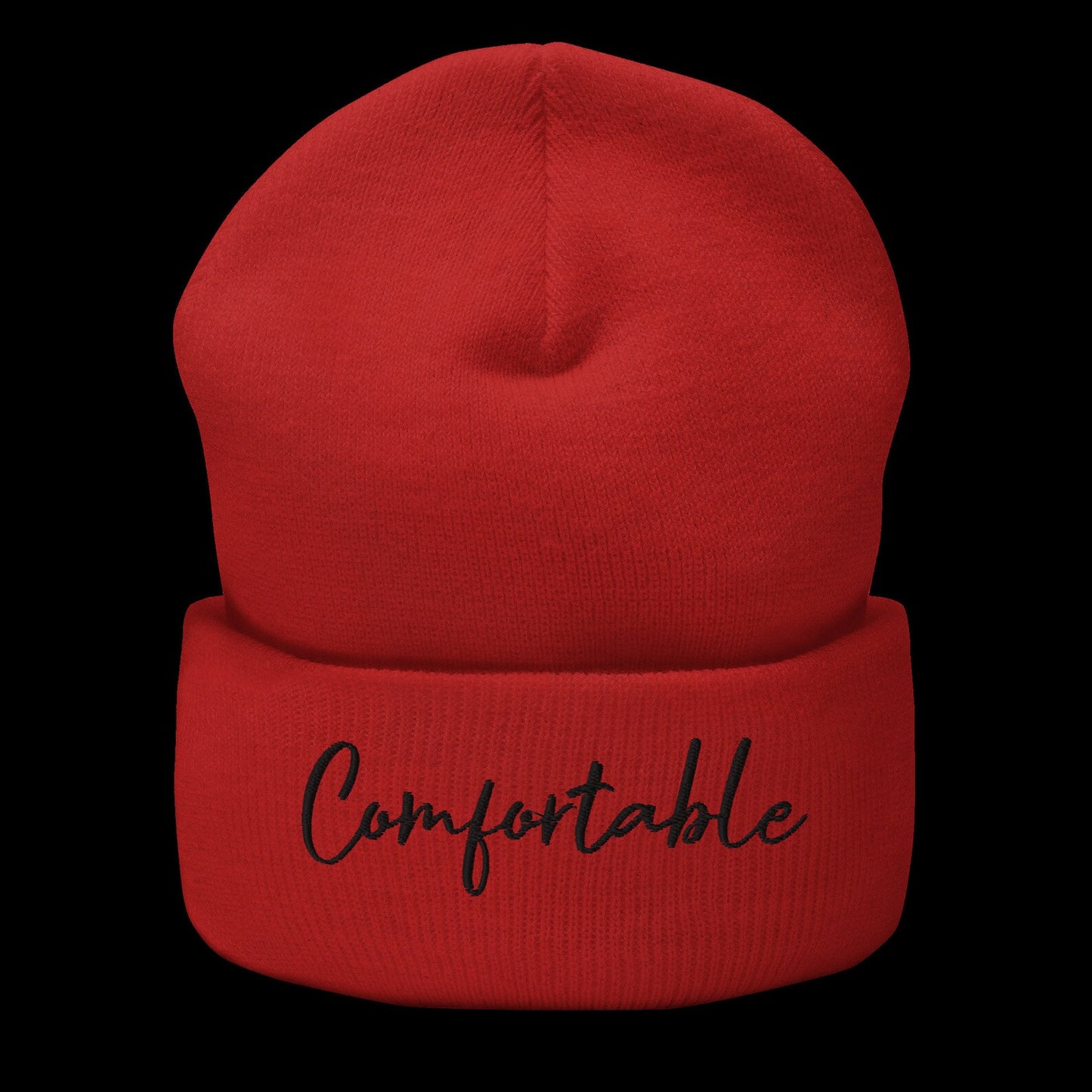"Comfortable" Cuffed Beanie (Black Text) - Comfortable Culture - Hats - Comfortable Culture
