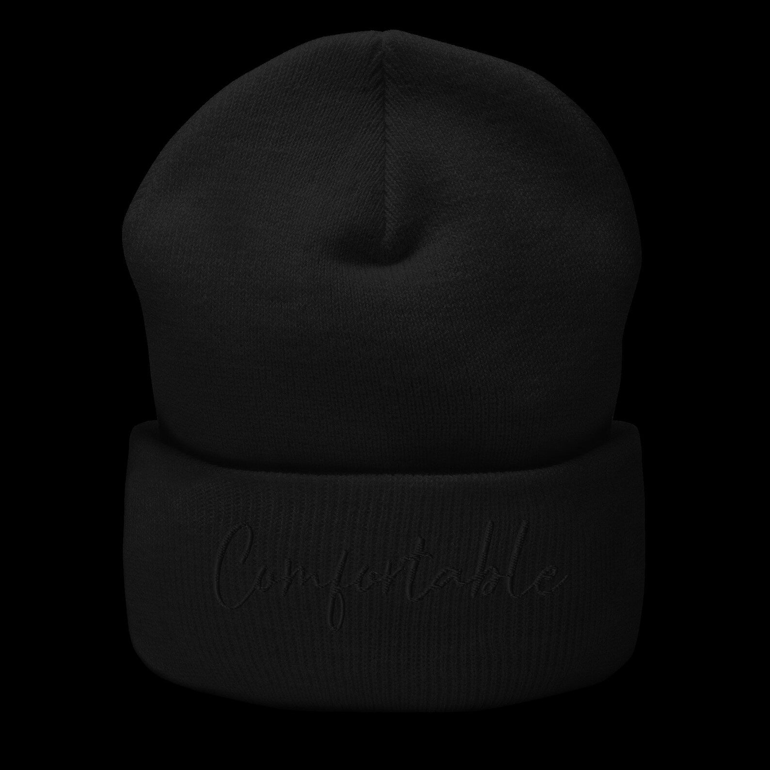 "Comfortable" Cuffed Beanie (Black Text) - Comfortable Culture - Hats - Comfortable Culture