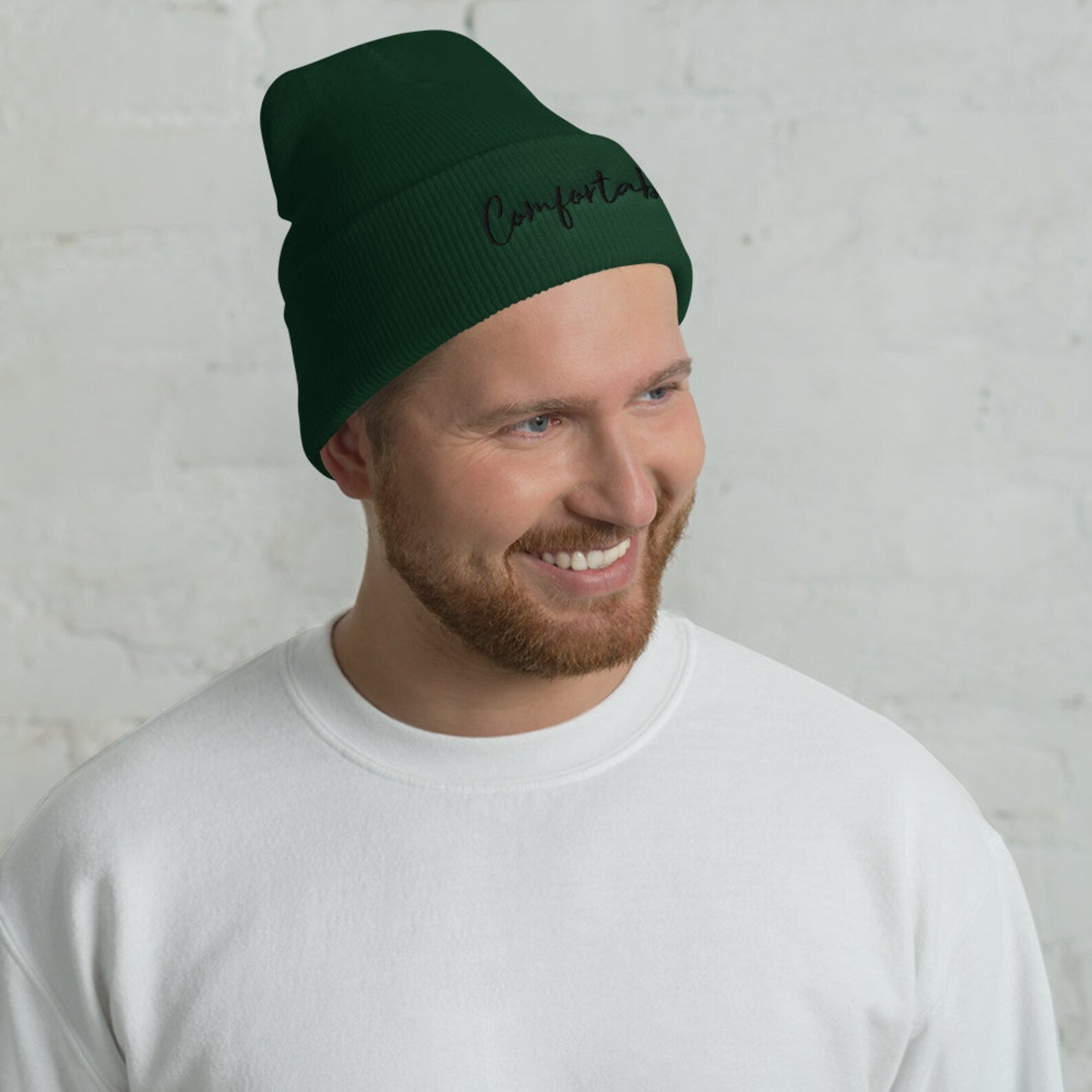 "Comfortable" Cuffed Beanie (Black Text) - Comfortable Culture - Hats - Comfortable Culture