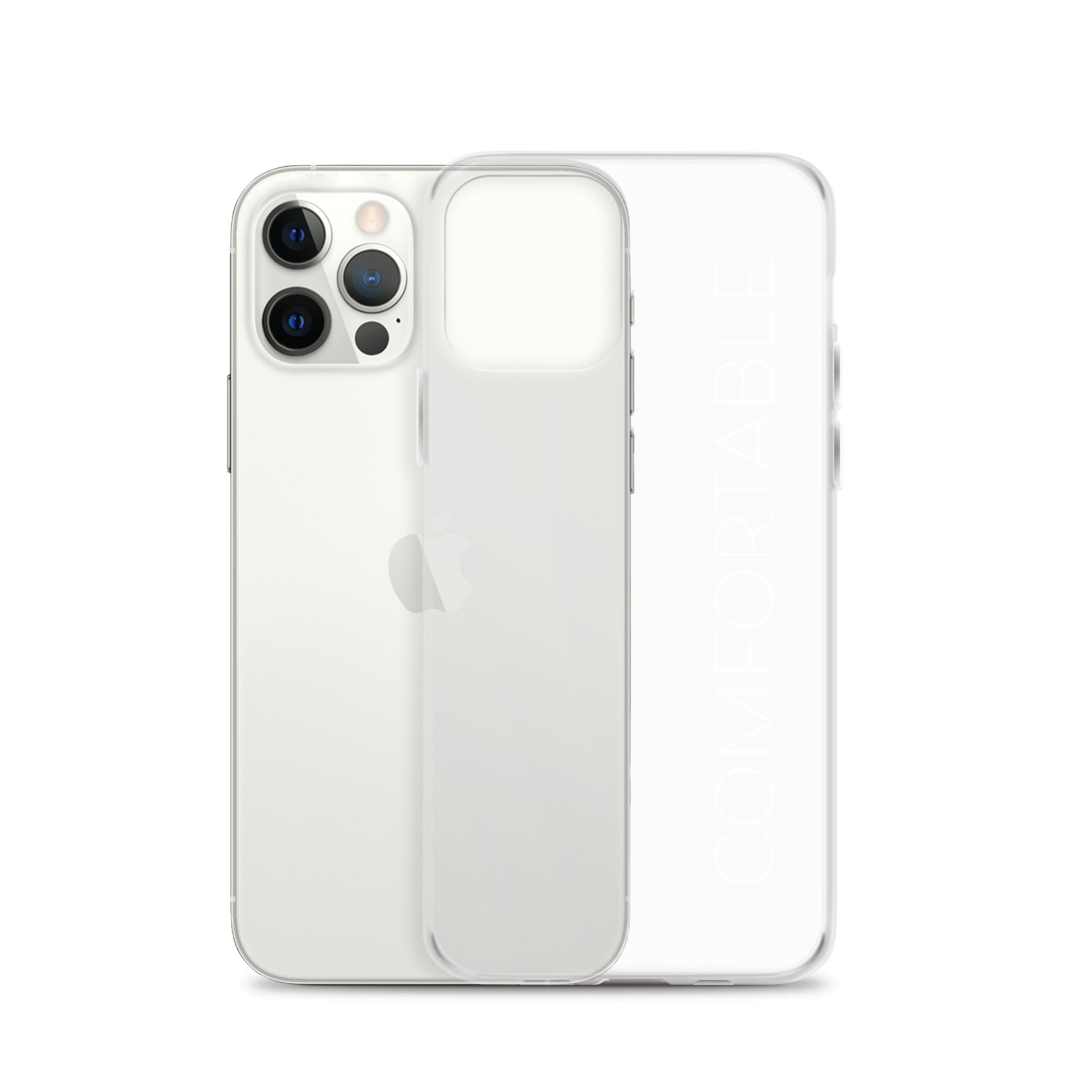 "Comfortable" Clear iPhone Case (White Text) - Comfortable Culture - Mobile Phone Cases - Comfortable Culture