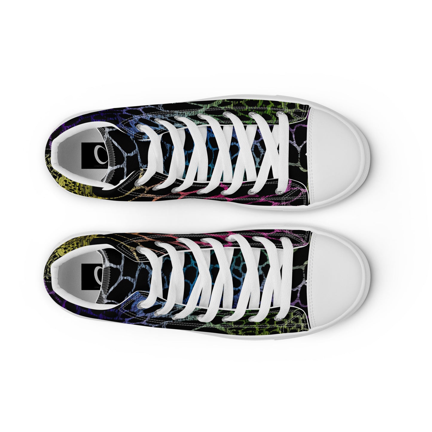 Wild Rainbow Outline Men’s High Top Canvas Shoes | Casual Print Shoes | Stylish Festival Sneakers | LGBTQ+ Shoes | Lace Up Sneakers | - Comfortable Culture - Shoes - Comfortable Culture