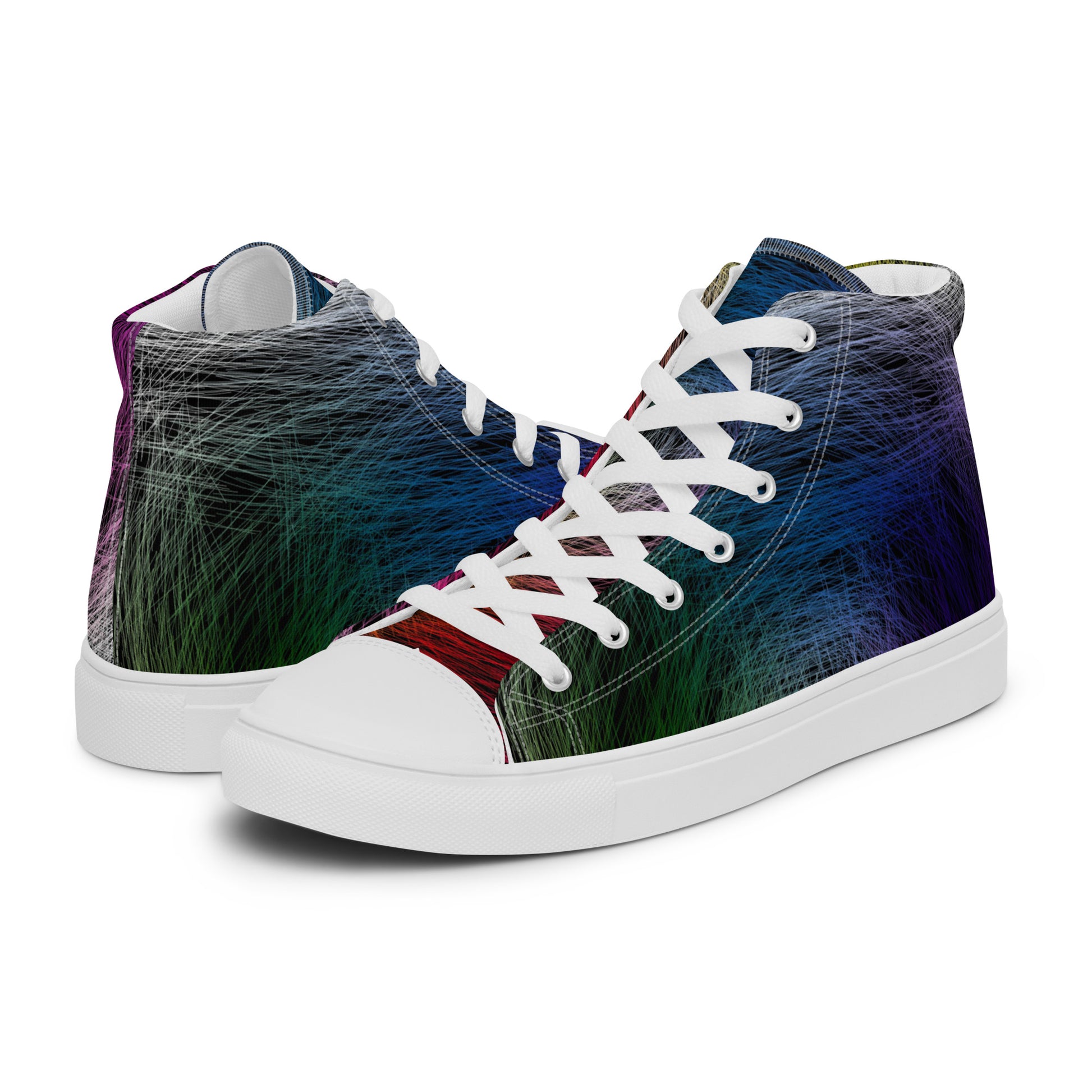 Wild Rainbow Men’s High Top Canvas Shoes | Casual LGBTQ+ Shoes | Stylish Festival Sneakers | Pride Shoes | Lace Up Sneakers | - Comfortable Culture - Shoes - Comfortable Culture
