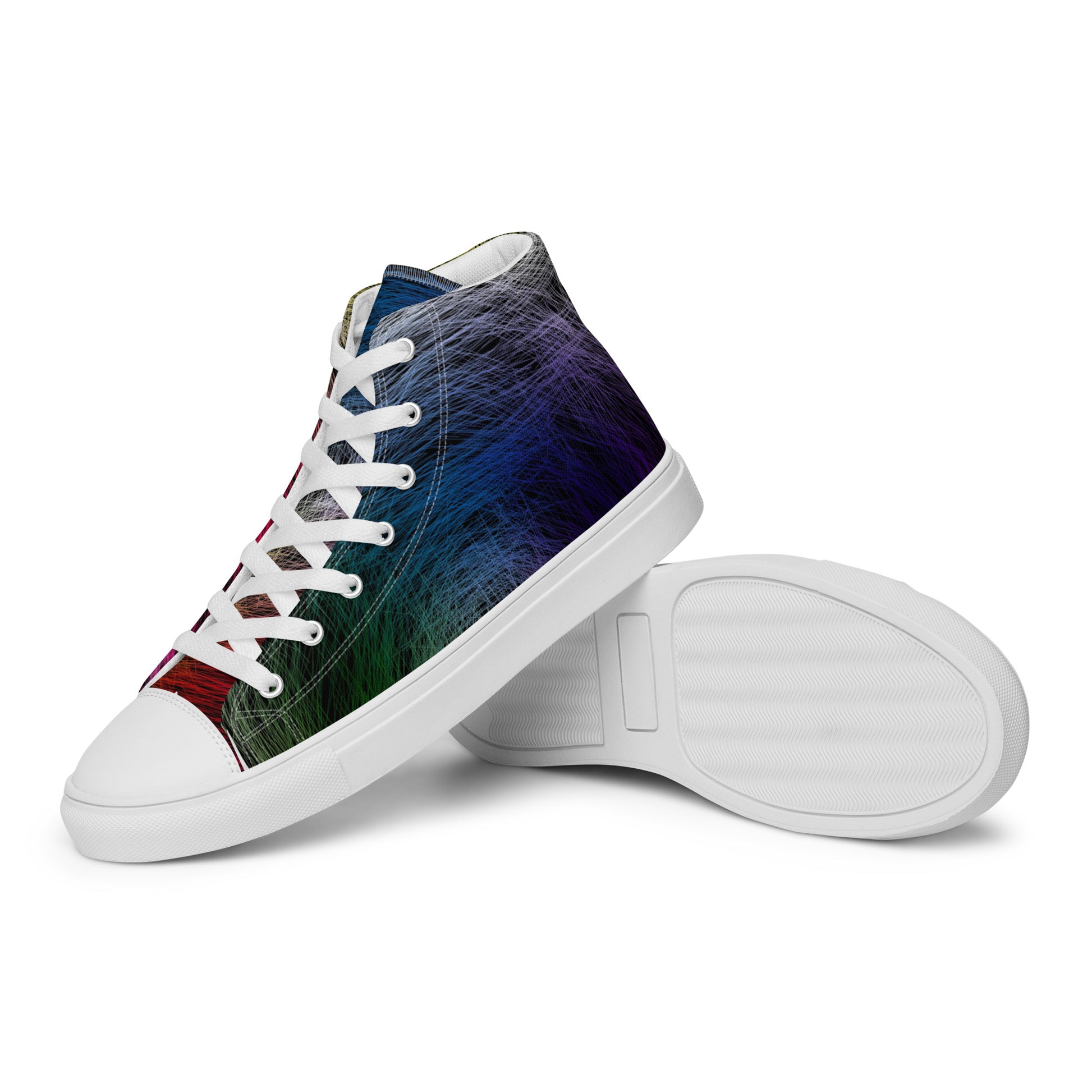 Wild Rainbow Men’s High Top Canvas Shoes | Casual LGBTQ+ Shoes | Stylish Festival Sneakers | Pride Shoes | Lace Up Sneakers | - Comfortable Culture - Shoes - Comfortable Culture