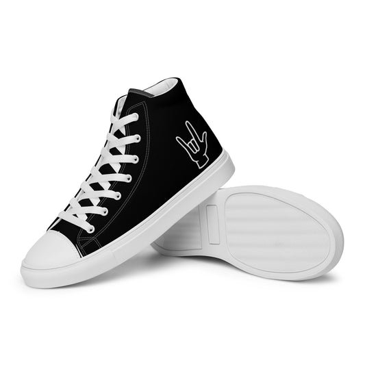 ILY Men’s High Top Canvas Shoes | Sign Language Sneaker | Casual Print Shoes | Stylish Festival Sneakers | ASL Shoes | Lace Up Sneakers | - Comfortable Culture - Shoes - Comfortable Culture