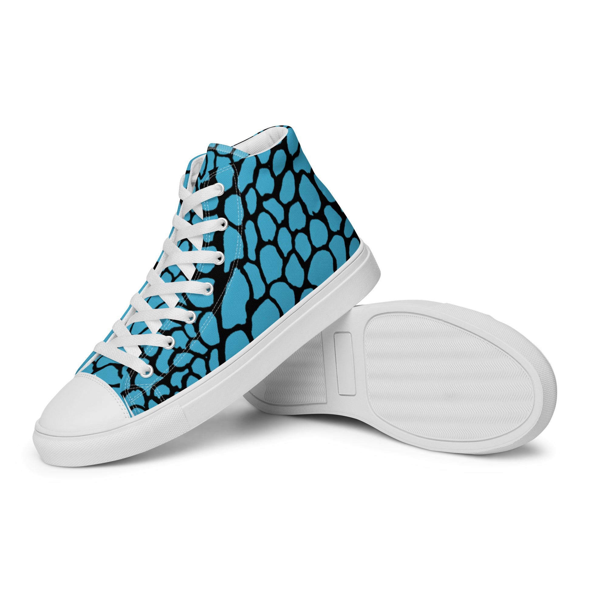 Organic Sky Blue Men’s High Top Canvas Shoes | Casual Print Shoes | Stylish Festival Sneakers | Abstract Shoes | Lace Up Sneakers | - Comfortable Culture - Shoes - Comfortable Culture