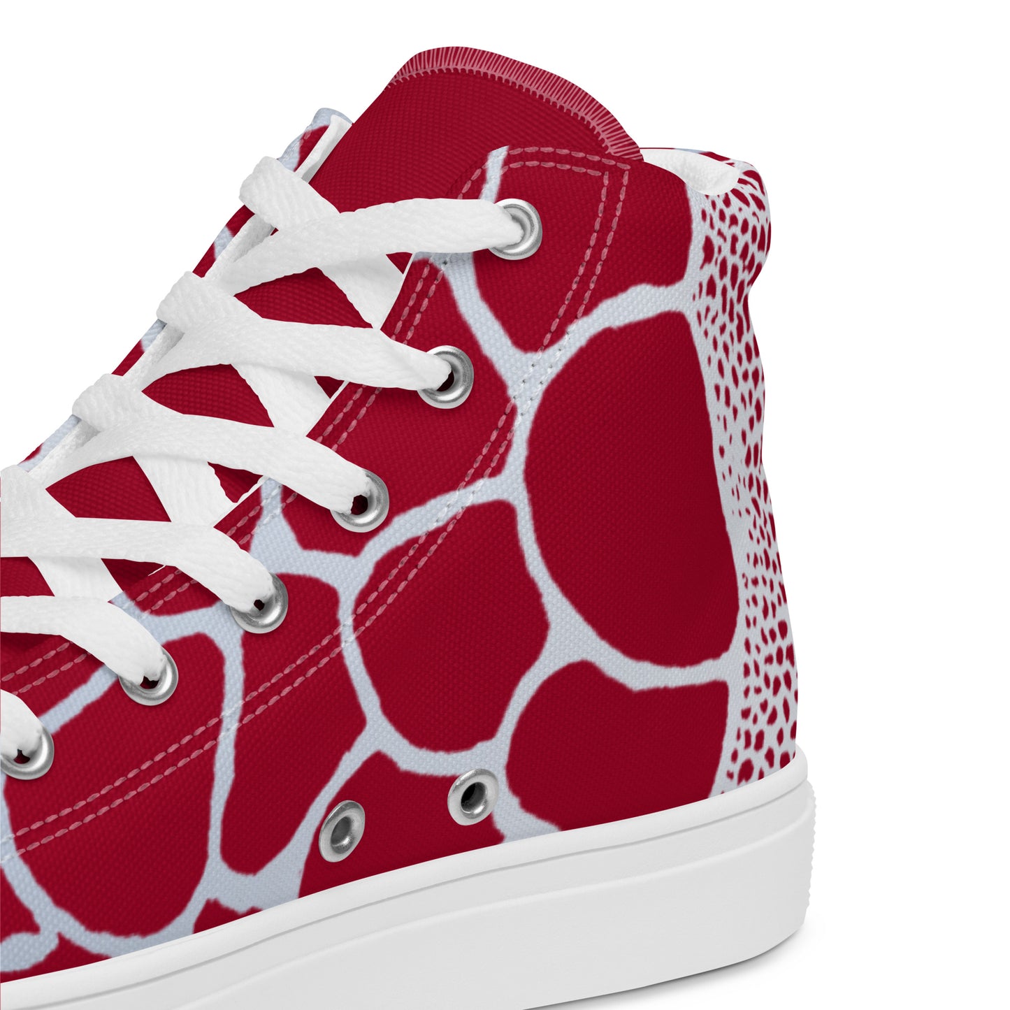 Organic Men’s High Top Canvas Shoes (Red & White) | Comfortable Print Shoes | Stylish Festival Sneakers | Comfortable Culture - Comfortable Culture - Shoes - Comfortable Culture
