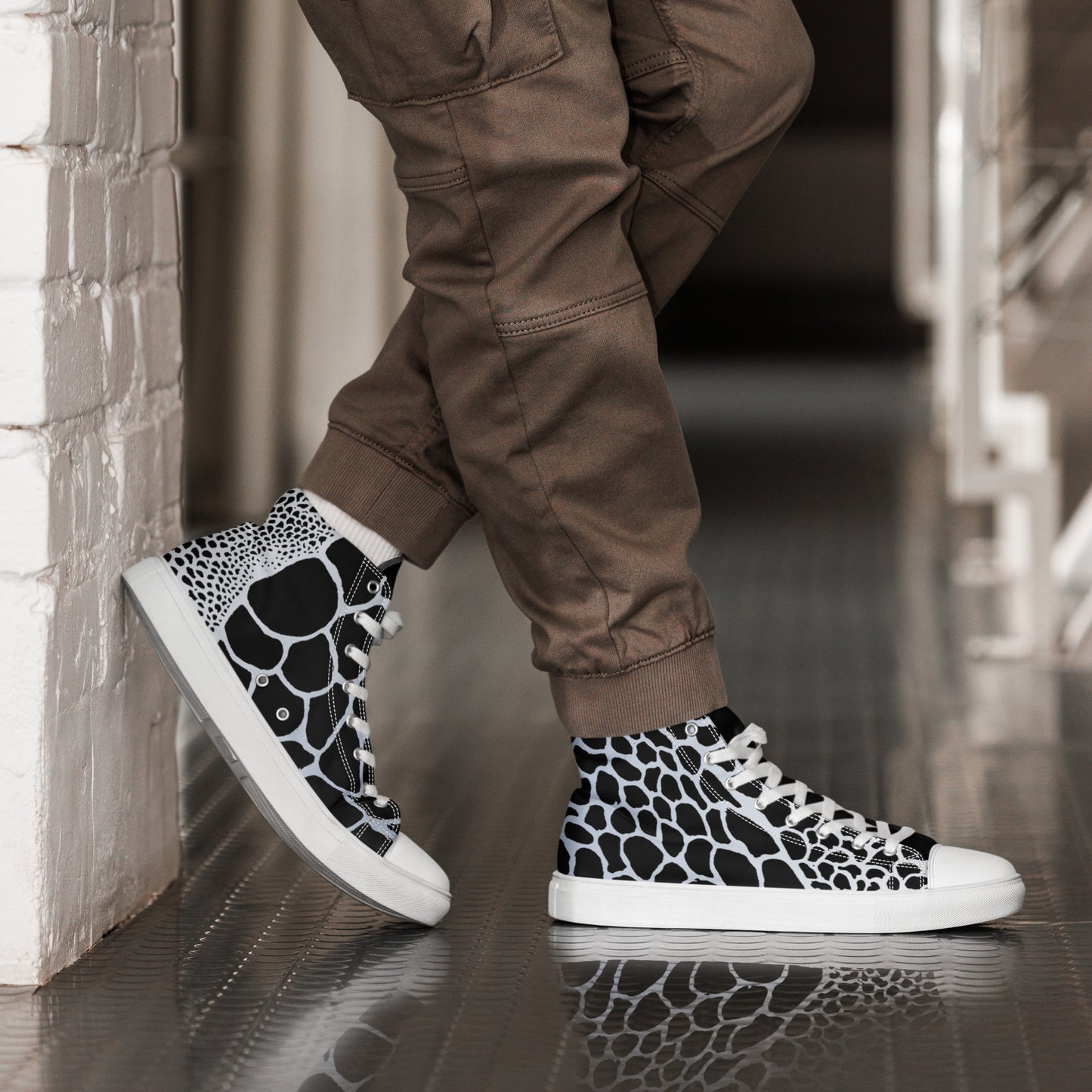Organic Black Men’s High Top Canvas Shoes | Casual Print Shoes | Stylish Festival Sneakers | Abstract Shoes | Lace Up Sneakers | - Comfortable Culture - 5 - Shoes - Comfortable Culture
