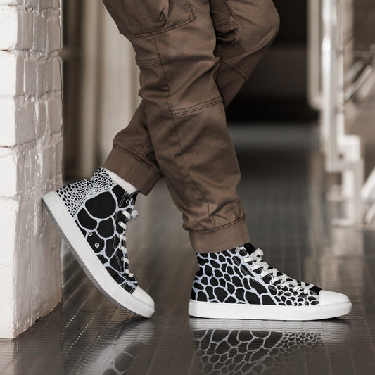 Organic Black Men’s High Top Canvas Shoes | Casual Print Shoes | Stylish Festival Sneakers | Abstract Shoes | Lace Up Sneakers | - Comfortable Culture - 5 - Shoes - Comfortable Culture