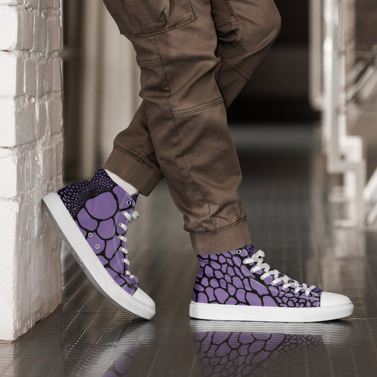 Organic Amethyst Purple Print Men’s High Top Canvas Shoes | Casual Print Shoes | Stylish Festival Sneakers | Abstract Shoes | Lace Up Sneakers | - Comfortable Culture - 5 - Shoes - Comfortable Culture