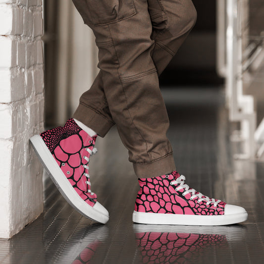 Organic Brink Pink Print Men’s High Top Canvas Shoes | Casual Print Shoes | Stylish Festival Sneakers | Abstract Shoes | Lace Up Sneakers | - Comfortable Culture - 5 - Shoes - Comfortable Culture