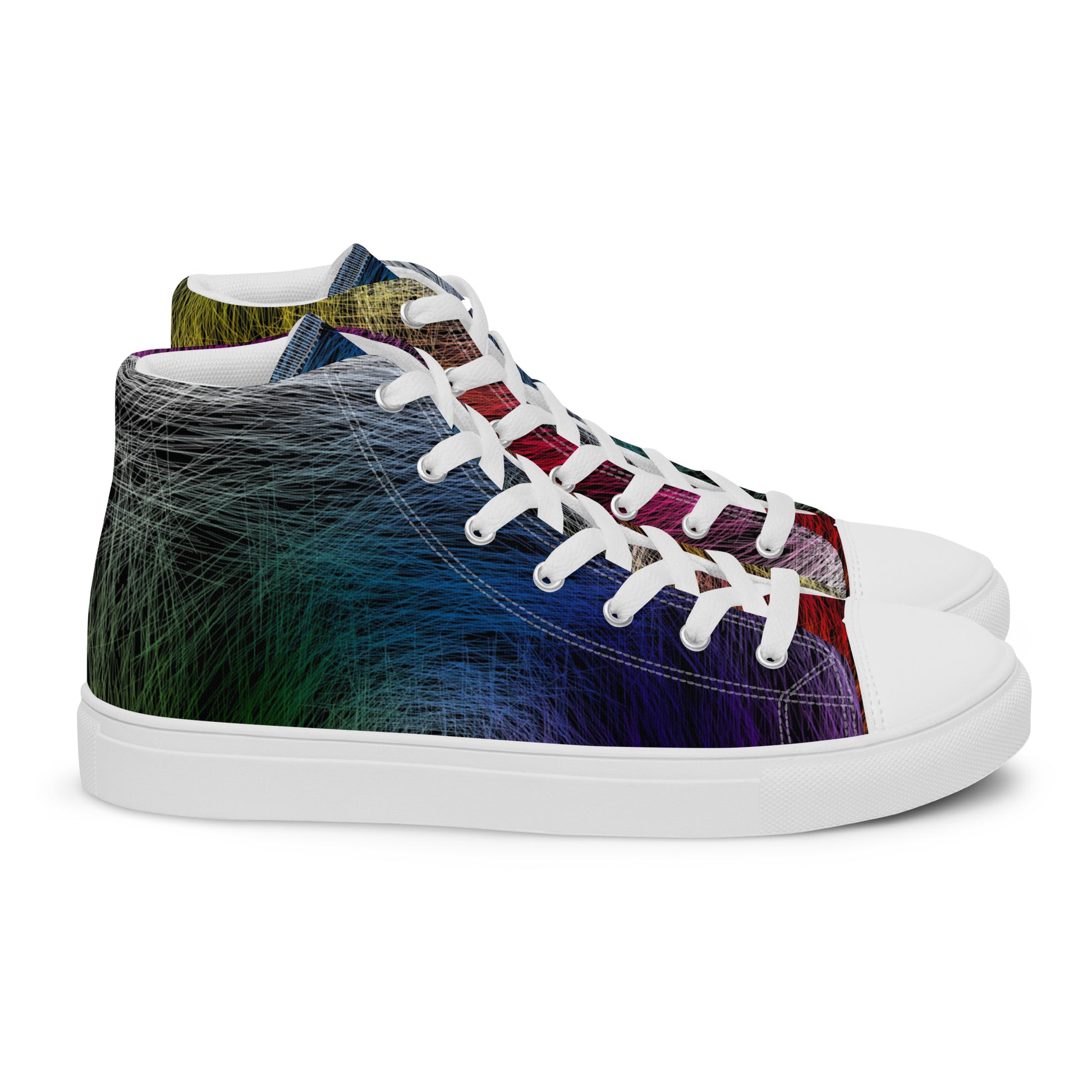Wild Rainbow Men’s High Top Canvas Shoes | Casual LGBTQ+ Shoes | Stylish Festival Sneakers | Pride Shoes | Lace Up Sneakers | - Comfortable Culture - Shoes - Comfortable Culture