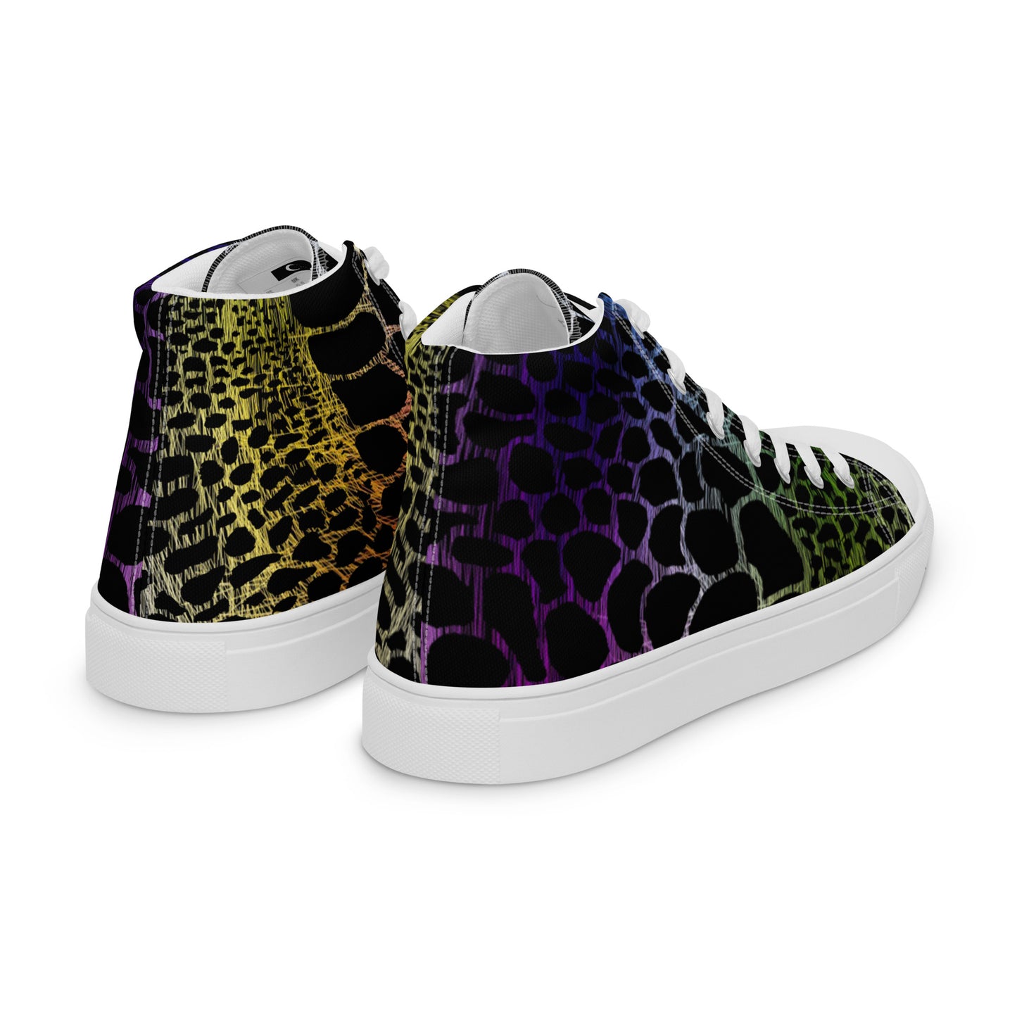Wild Rainbow Outline Men’s High Top Canvas Shoes | Casual Print Shoes | Stylish Festival Sneakers | LGBTQ+ Shoes | Lace Up Sneakers | - Comfortable Culture - Shoes - Comfortable Culture