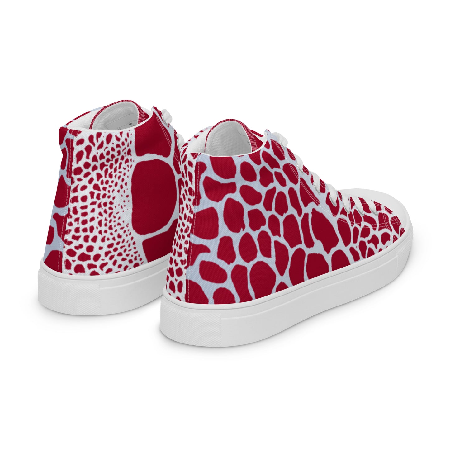 Organic Men’s High Top Canvas Shoes (Red & White) | Comfortable Print Shoes | Stylish Festival Sneakers | Comfortable Culture - Comfortable Culture - Shoes - Comfortable Culture