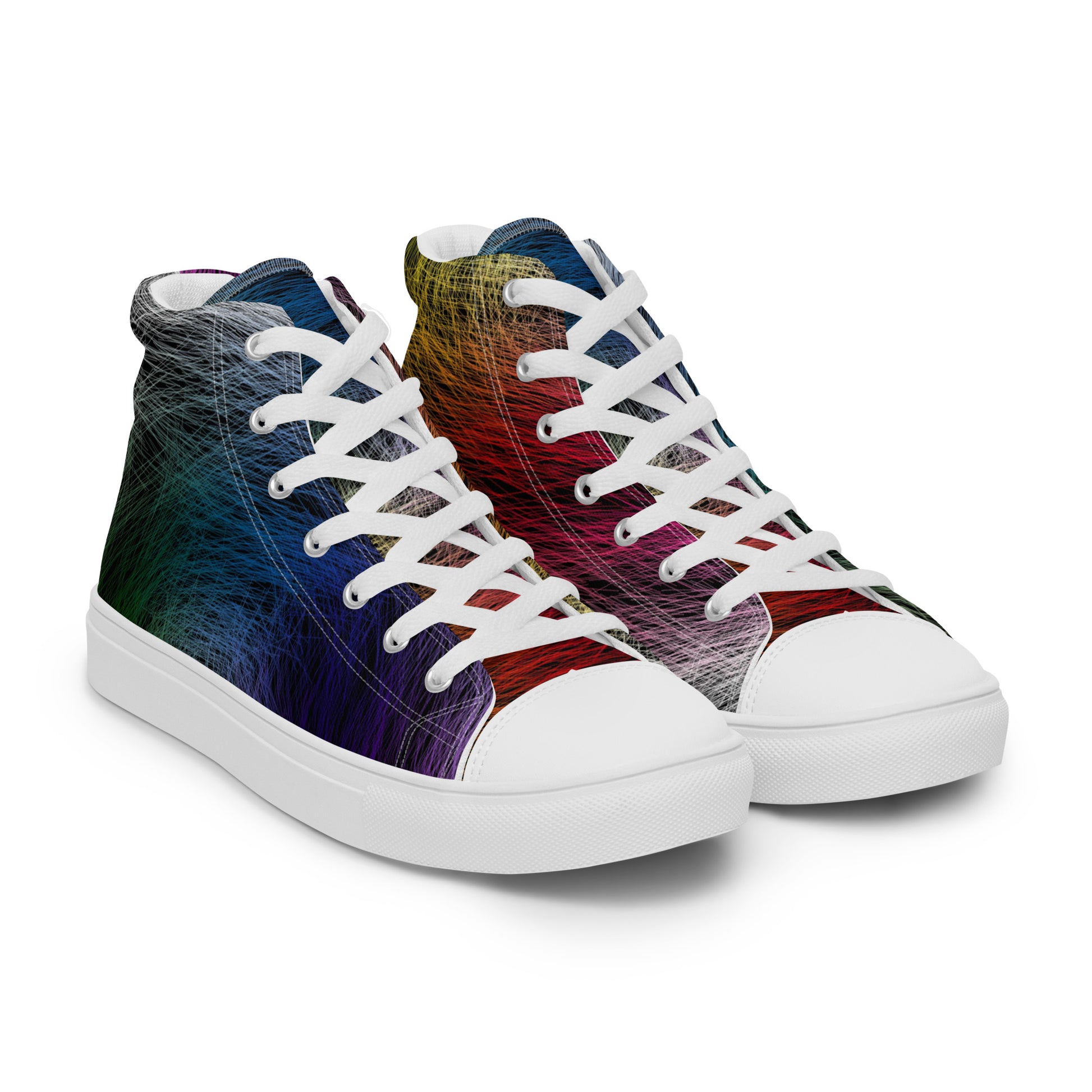 Wild Rainbow Men’s High Top Canvas Shoes | Casual LGBTQ+ Shoes | Stylish Festival Sneakers | Pride Shoes | Lace Up Sneakers | - Comfortable Culture - Shoes - Comfortable Culture