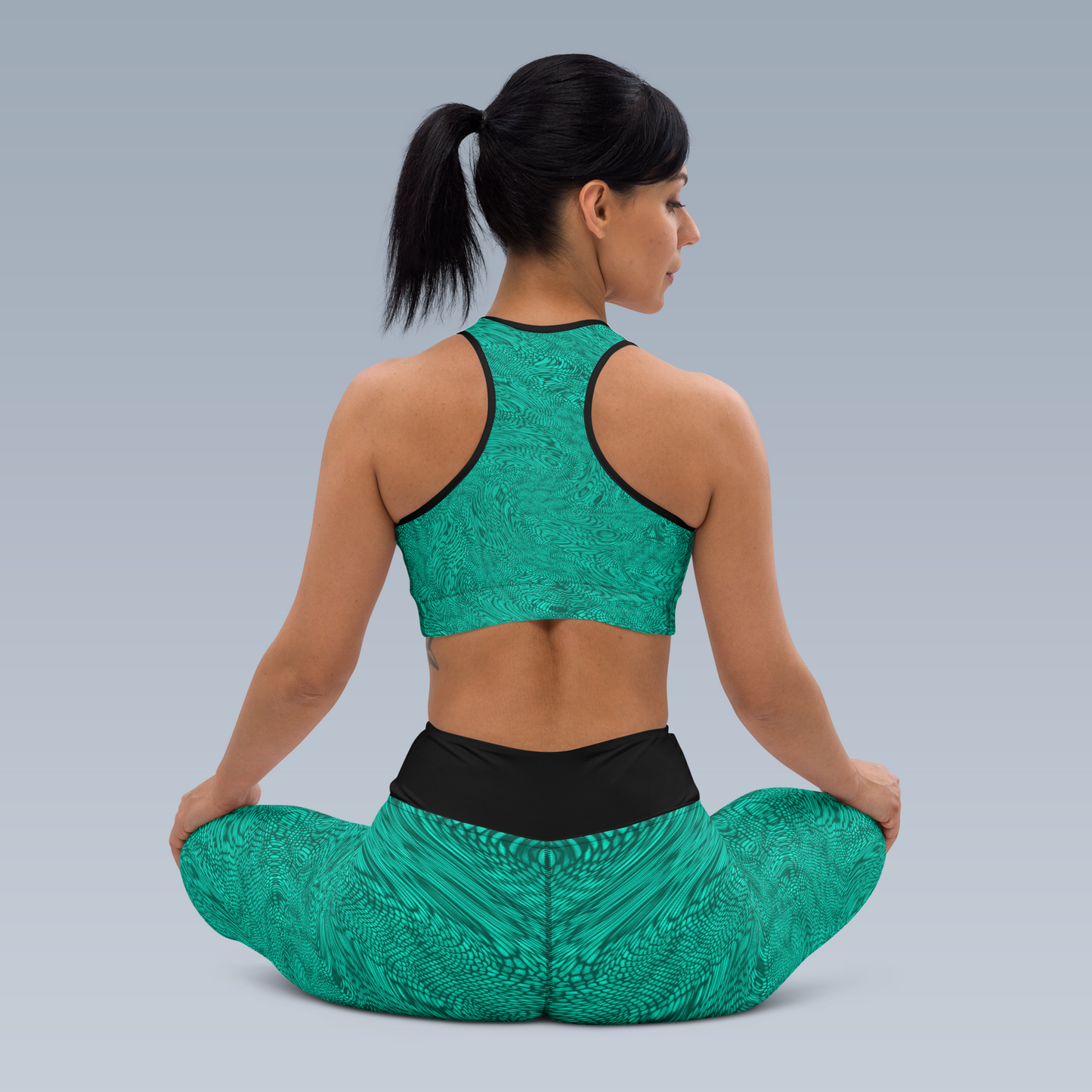 Fractal Yoga Leggings (Teal)