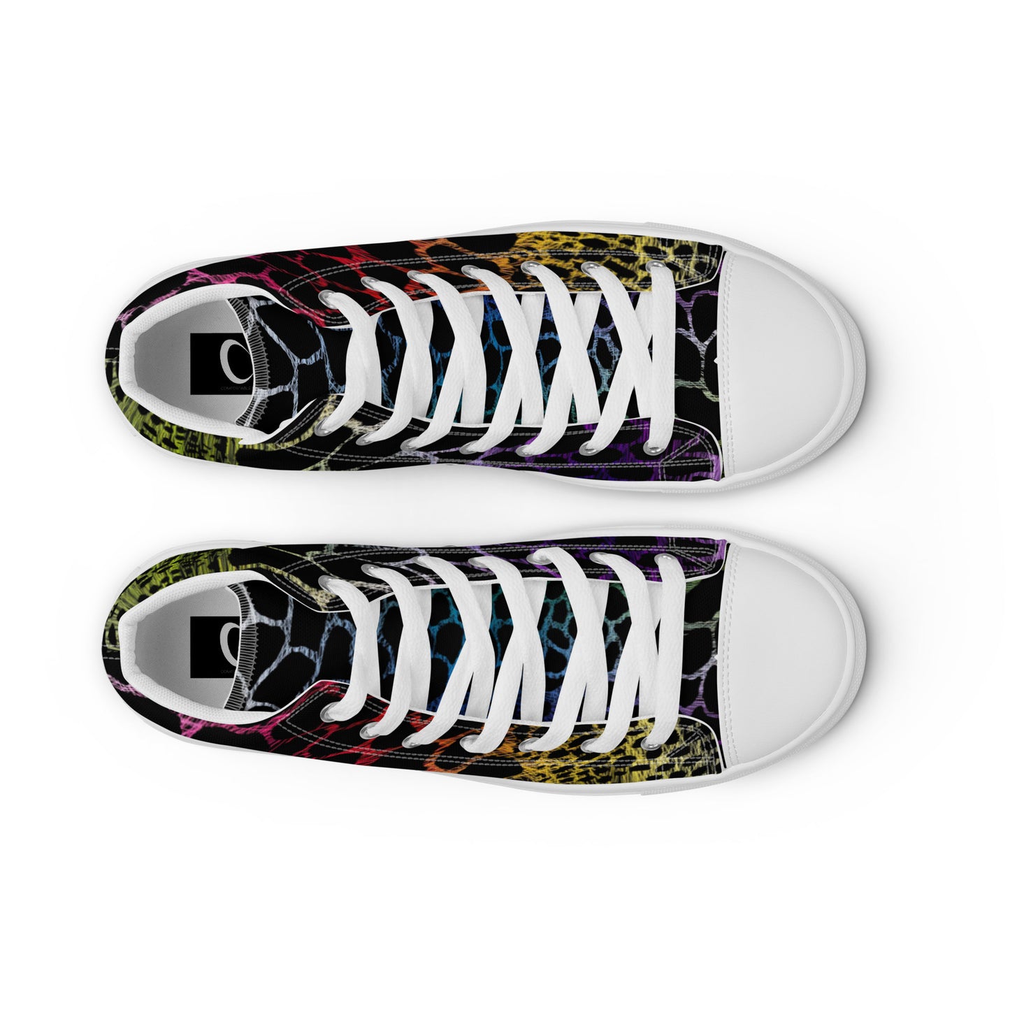 Wild Rainbow Outline Women’s High Top Canvas Shoes | Casual Print Shoes | Stylish Festival Sneakers | LGBTQ+ Shoes | Lace Up Sneakers | - Comfortable Culture - Shoes - Comfortable Culture