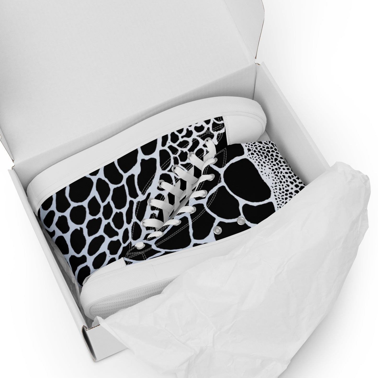 Organic Black Print Women’s High Top Canvas Shoes | Casual Print Shoes | Stylish Festival Sneakers | Abstract Shoes | Lace Up Sneakers | - Comfortable Culture - Shoes - Comfortable Culture