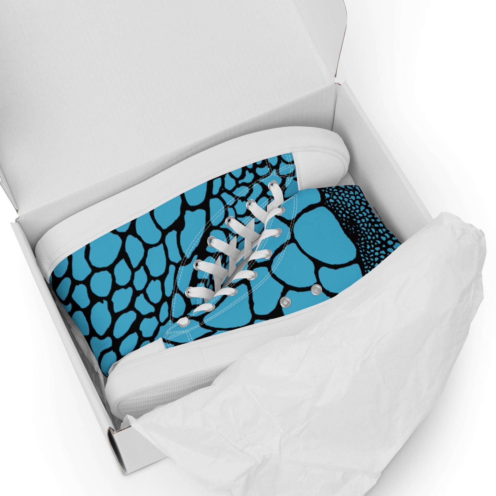 Organic Sky Blue Print Women’s High Top Canvas Shoes | Casual Print Shoes | Stylish Festival Sneakers | Abstract Shoes | Lace Up Sneakers | - Comfortable Culture - Shoes - Comfortable Culture