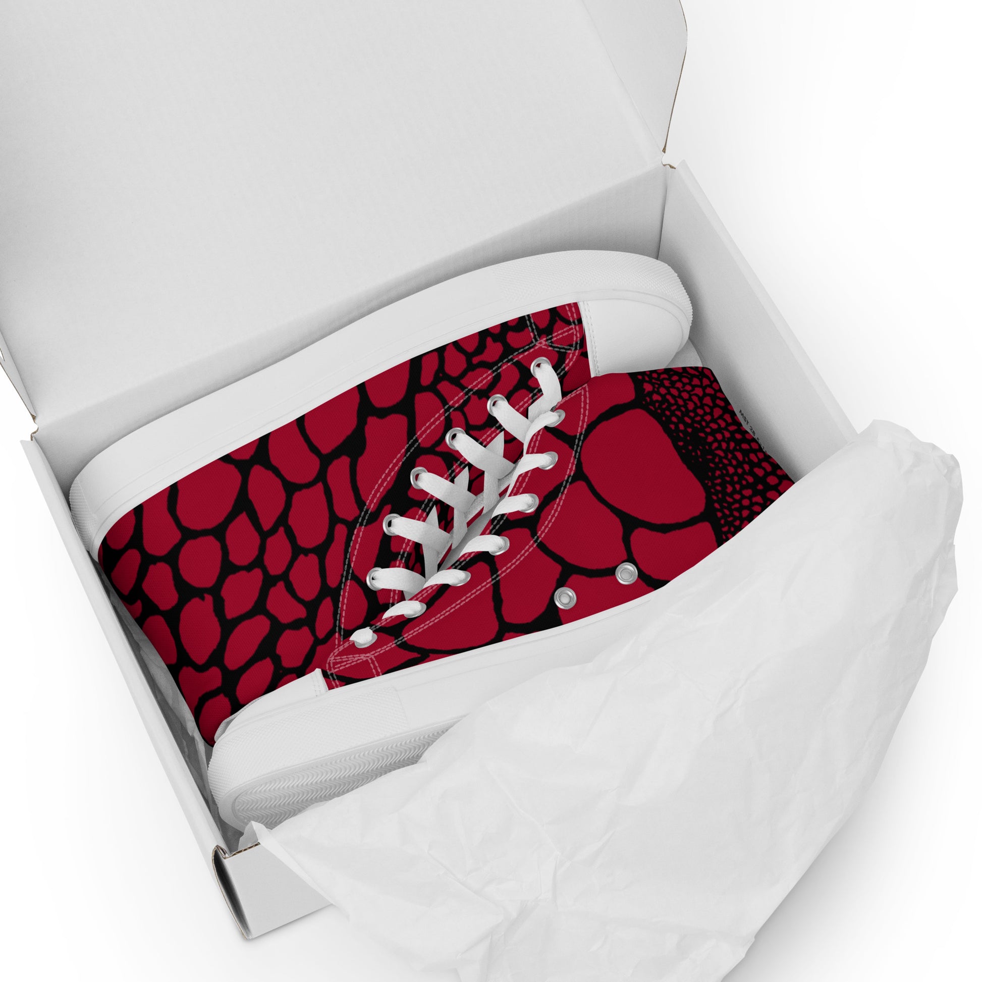 Organic Blood Red Print Women’s High Top Canvas Shoes | Casual Print Shoes | Stylish Festival Sneakers | Abstract Shoes | Lace Up Sneakers | - Comfortable Culture - Shoes - Comfortable Culture