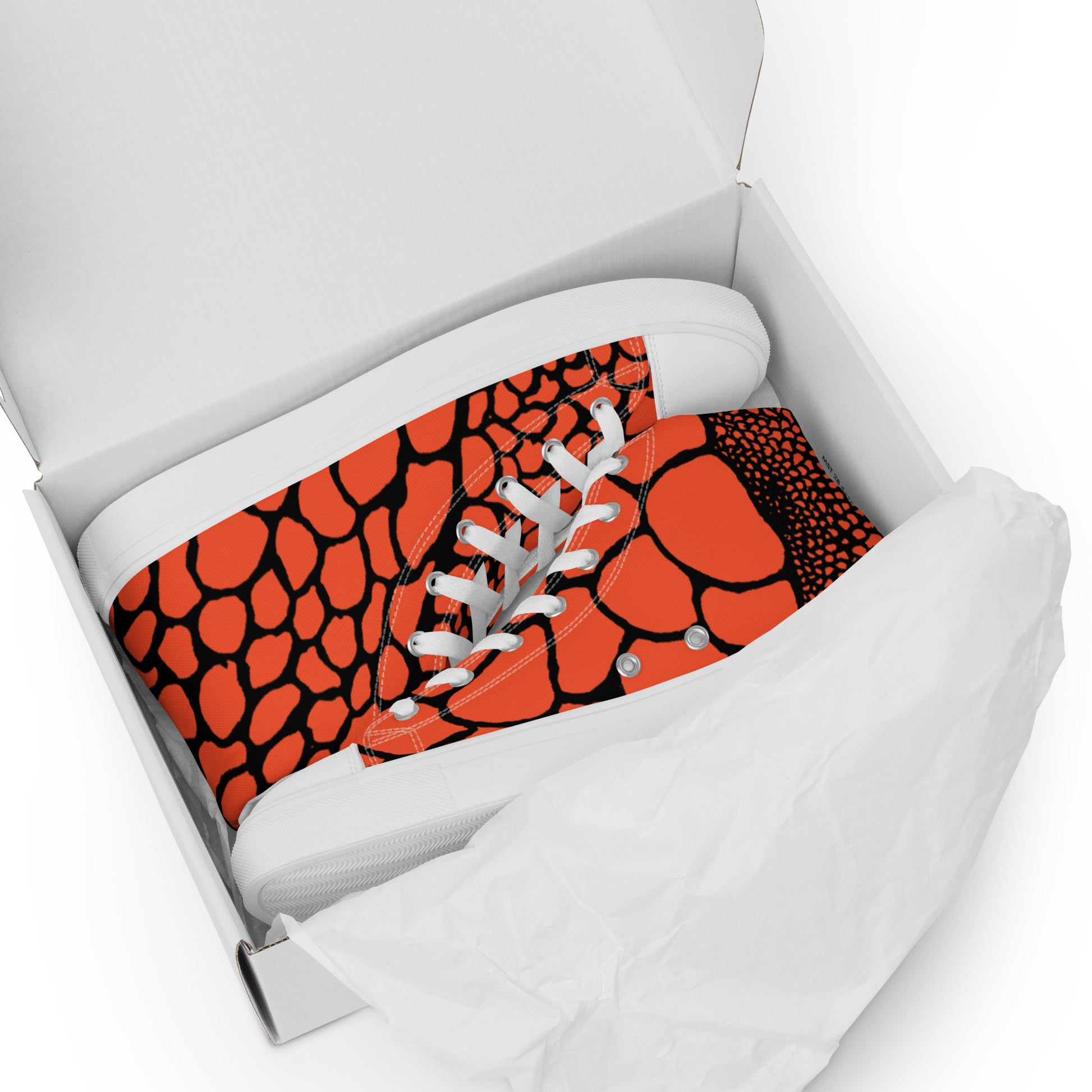 Organic Outrageous Orange Print Women’s High Top Canvas Shoes | Casual Print Shoes | Stylish Festival Sneakers | Abstract Shoes | Lace Up Sneakers | - Comfortable Culture - Shoes - Comfortable Culture