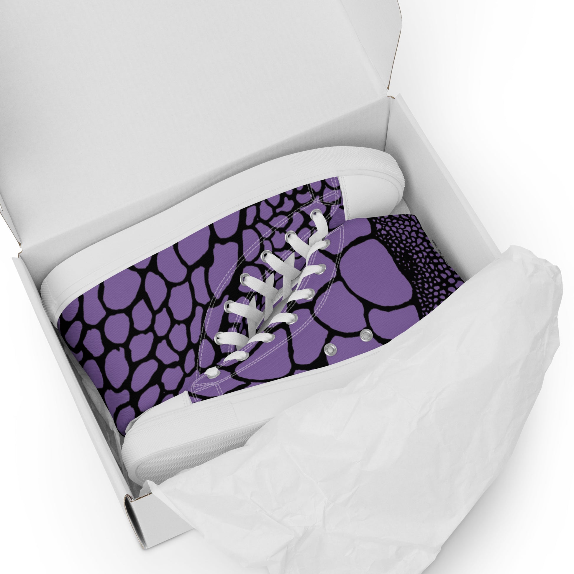 Organic Amethyst Purple Print Women’s High Top Canvas Shoes | Casual Print Shoes | Stylish Festival Sneakers | Abstract Shoes | Lace Up Sneakers | - Comfortable Culture - Shoes - Comfortable Culture