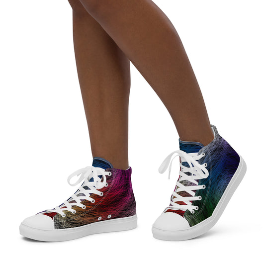 Wild Rainbow Women’s High Top Canvas Shoes | Casual LGBTQ+ Shoes | Stylish Festival Sneakers | Pride Shoes | Lace Up Sneakers | - Comfortable Culture - Shoes - Comfortable Culture