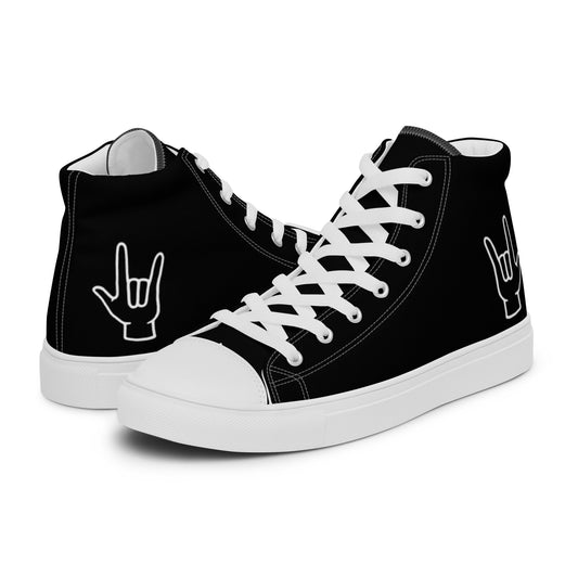 ILY Women’s High Top Canvas Shoes | Sign Language Sneaker | Casual Print Shoes | Stylish Festival Sneakers | ASL Shoes | Lace Up Sneakers | - Comfortable Culture - Shoes - Comfortable Culture