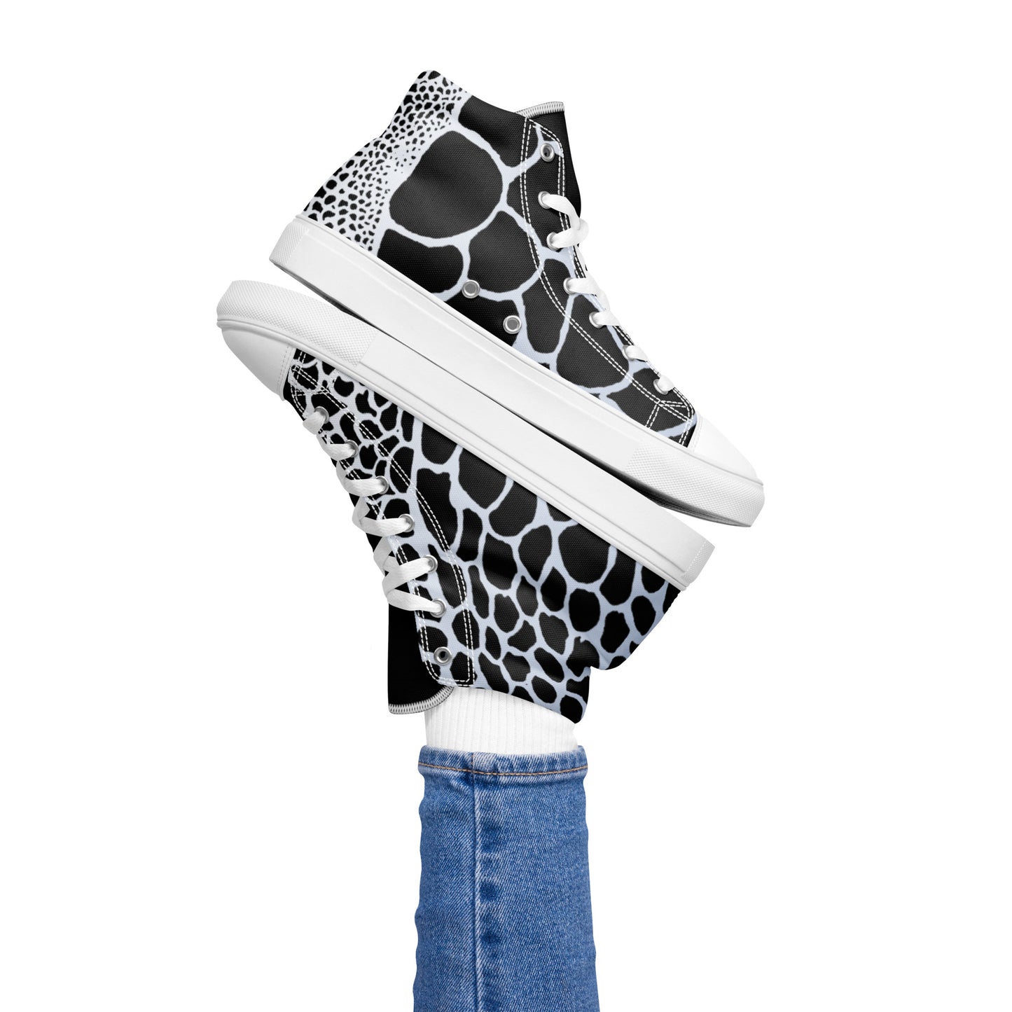 Organic Black Print Women’s High Top Canvas Shoes | Casual Print Shoes | Stylish Festival Sneakers | Abstract Shoes | Lace Up Sneakers | - Comfortable Culture - Shoes - Comfortable Culture
