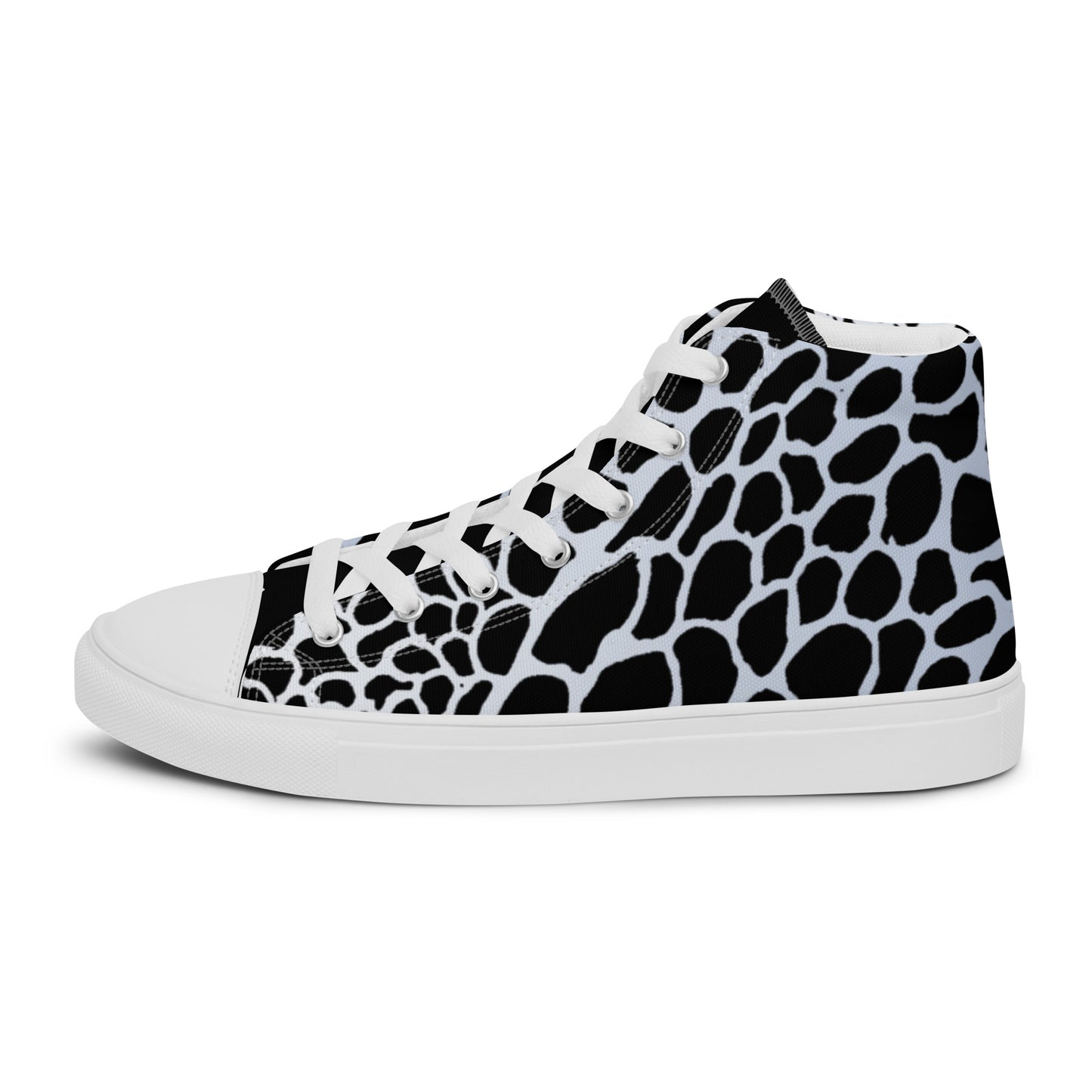 Organic Black Print Women’s High Top Canvas Shoes | Casual Print Shoes | Stylish Festival Sneakers | Abstract Shoes | Lace Up Sneakers | - Comfortable Culture - Shoes - Comfortable Culture