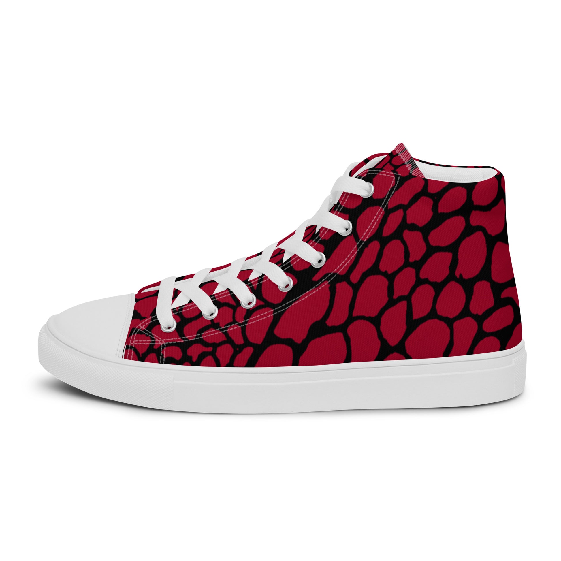 Organic Blood Red Print Women’s High Top Canvas Shoes | Casual Print Shoes | Stylish Festival Sneakers | Abstract Shoes | Lace Up Sneakers | - Comfortable Culture - Shoes - Comfortable Culture