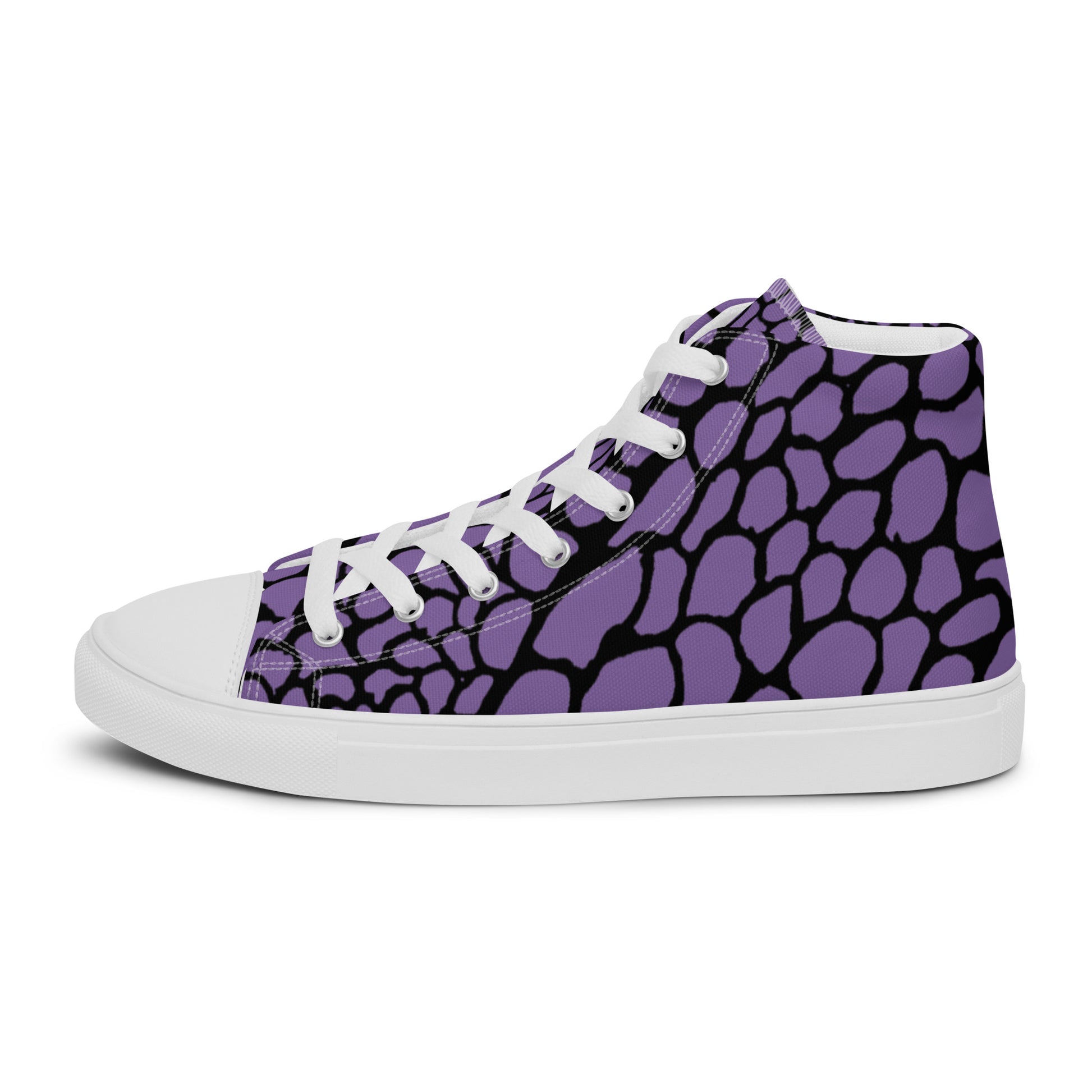 Organic Amethyst Purple Print Women’s High Top Canvas Shoes | Casual Print Shoes | Stylish Festival Sneakers | Abstract Shoes | Lace Up Sneakers | - Comfortable Culture - Shoes - Comfortable Culture