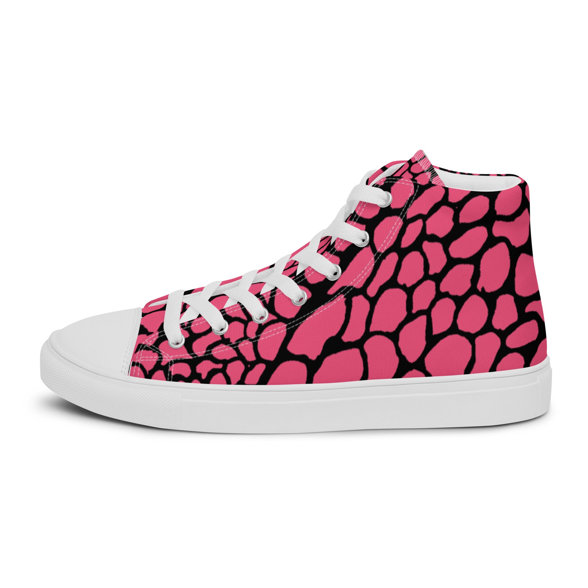 Organic Brink Pink Print Women’s High Top Canvas Shoes | Casual Print Shoes | Stylish Festival Sneakers | Abstract Shoes | Lace Up Sneakers | - Comfortable Culture - Shoes - Comfortable Culture