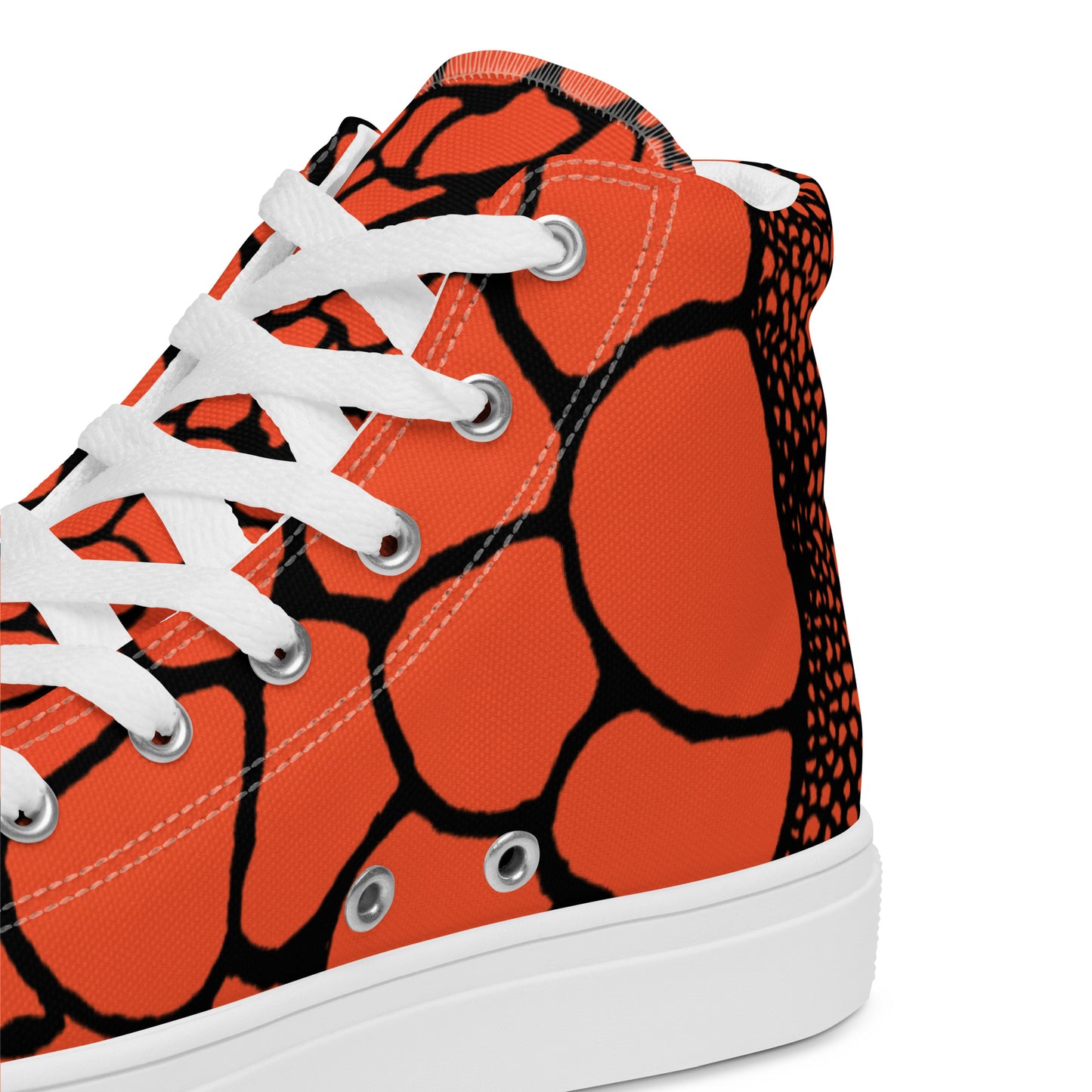 Organic Outrageous Orange Print Women’s High Top Canvas Shoes | Casual Print Shoes | Stylish Festival Sneakers | Abstract Shoes | Lace Up Sneakers | - Comfortable Culture - Shoes - Comfortable Culture
