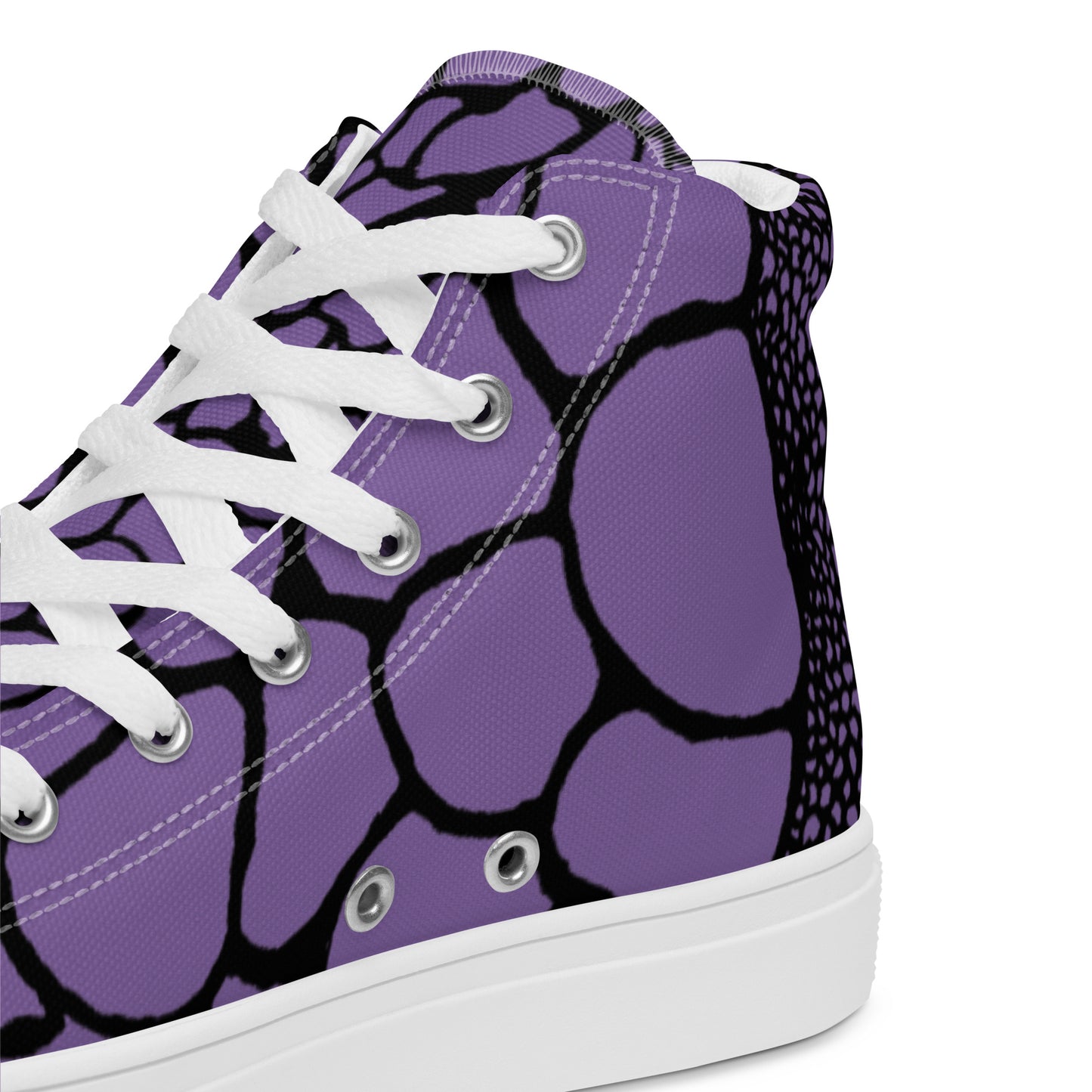 Organic Amethyst Purple Print Women’s High Top Canvas Shoes | Casual Print Shoes | Stylish Festival Sneakers | Abstract Shoes | Lace Up Sneakers | - Comfortable Culture - Shoes - Comfortable Culture