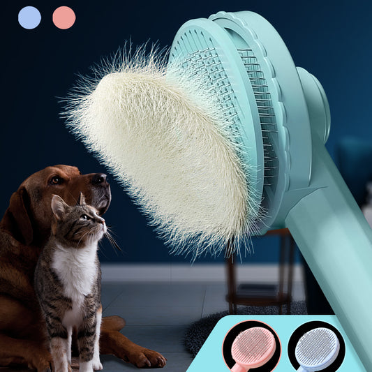 Pet Hair Remover & Grooming Brush: Gentle & Efficient Deshedding Tool for Cats and Dogs - Easy-Clean Stainless Steel Pins