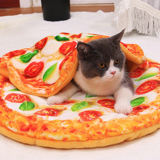Deluxe Comfort Food-Themed Pet Beds: 3D Pizza, Avocado, & More - Soft, Thickened Blanket and Mat Options for Dogs and Cats