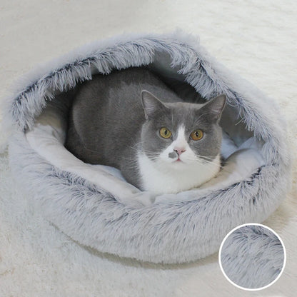 Cozy & Plush 2-in-1 Winter Pet Bed: Perfect Nest for Cats & Small Dogs