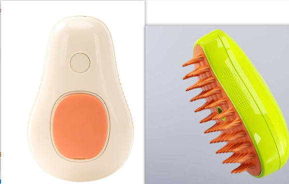 Electric Steam Cat & Dog Grooming Brush: Self-Cleaning, Massaging Comb with Avocado Design - Perfect for a Shiny, Tangle-Free Coat