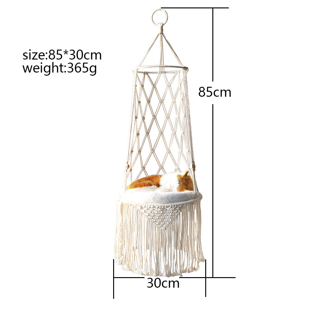 Elegant Macrame Cat Hammock: Handwoven Wall Hanging Pet Bed - Perfect Gift for Cat Lovers