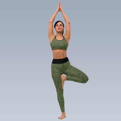 Fractal Yoga Leggings (Desert Green)
