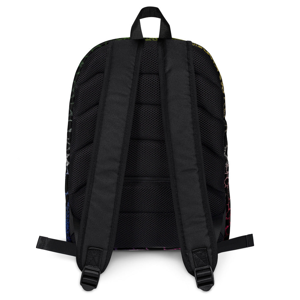Wild Rainbow Outline Medium Size Backpack With Front Pocket | Water-Resistant Laptop Backpack with Multiple Pockets for Daily Use or Sports | - Comfortable Culture - Backpacks - Comfortable Culture