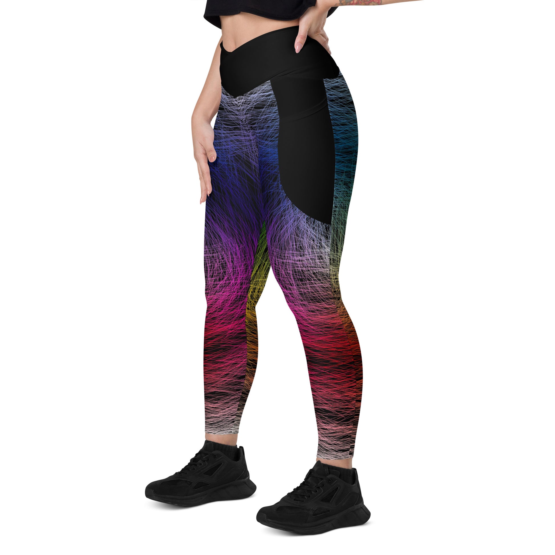 Wild Rainbow Crossover Leggings With Pockets - Comfortable Culture - 2XL - Pants - Comfortable Culture