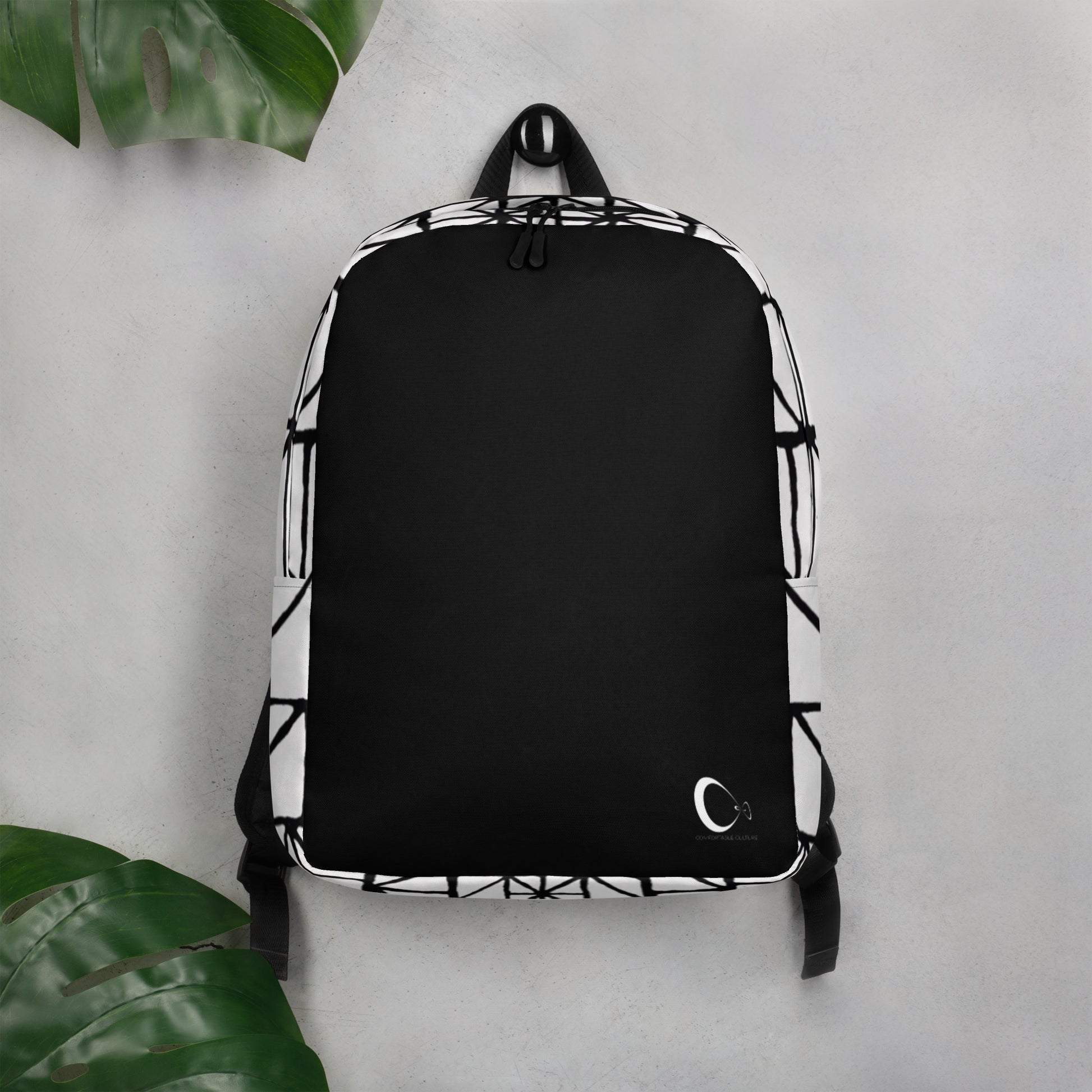 Tribal Print Black and White Minimalist Backpack | Modern & Minimalist Water-Resistant Laptop Backpack with Hidden Pocket | - Comfortable Culture - Backpacks - Comfortable Culture