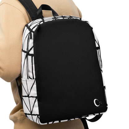 Tribal Print Black and White Minimalist Backpack | Modern & Minimalist Water-Resistant Laptop Backpack with Hidden Pocket | - Comfortable Culture - Backpacks - Comfortable Culture