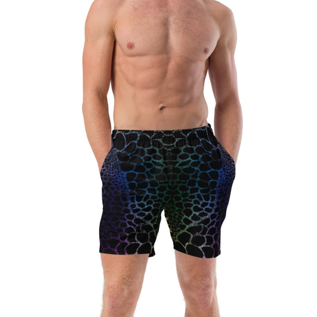 Wild Rainbow Outline (Men's Swim Trunks) - Comfortable Culture - 2XS - Shorts - Comfortable Culture