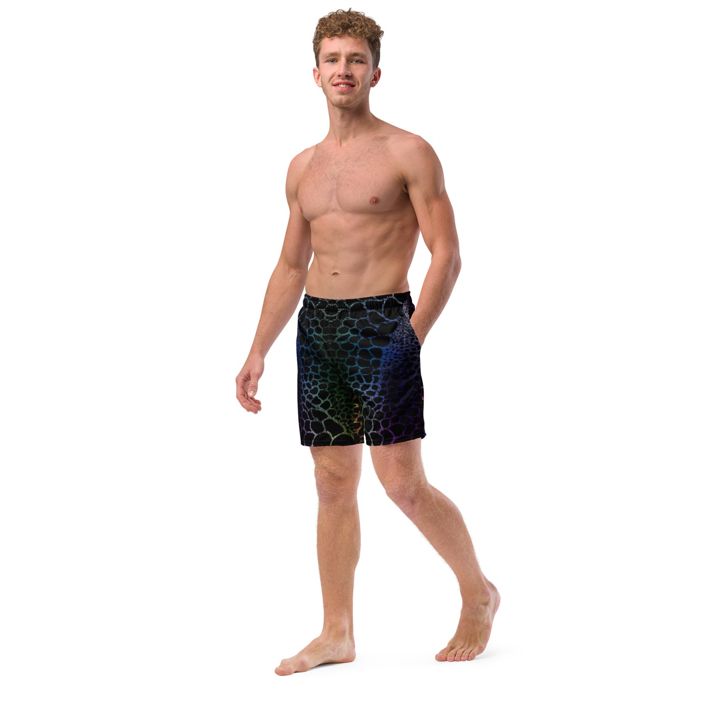 Wild Rainbow Outline (Men's Swim Trunks) - Comfortable Culture - Shorts - Comfortable Culture