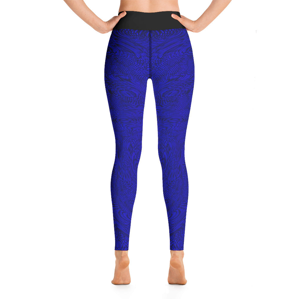 Yoga Leggings | Blue Psychedelic Snake Skin Festival Leggings | Fractal leggings | Gym Exercise Leggings | Stretch Pants | Sports Tights - Comfortable Culture - Leggings - Comfortable Culture