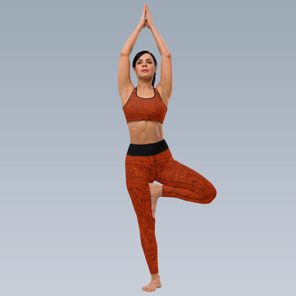 Fractal Yoga Leggings (Outrageous Orange)