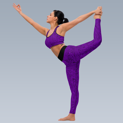 Fractal Yoga Leggings (Purple)