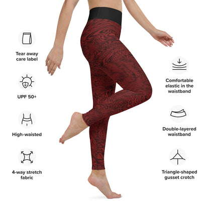 Yoga Leggings | Blood Red Psychedelic Snake Skin Festival Leggings | Fractal leggings | Gym Exercise Leggings | Stretch Pants | Tights - Comfortable Culture - Leggings - Comfortable Culture